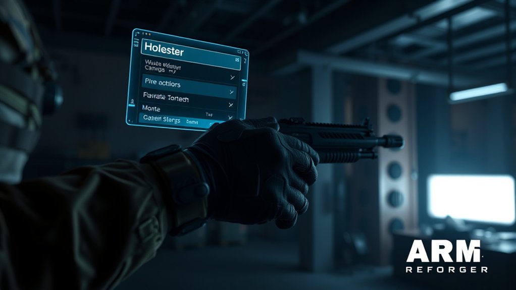 use menu to holster
